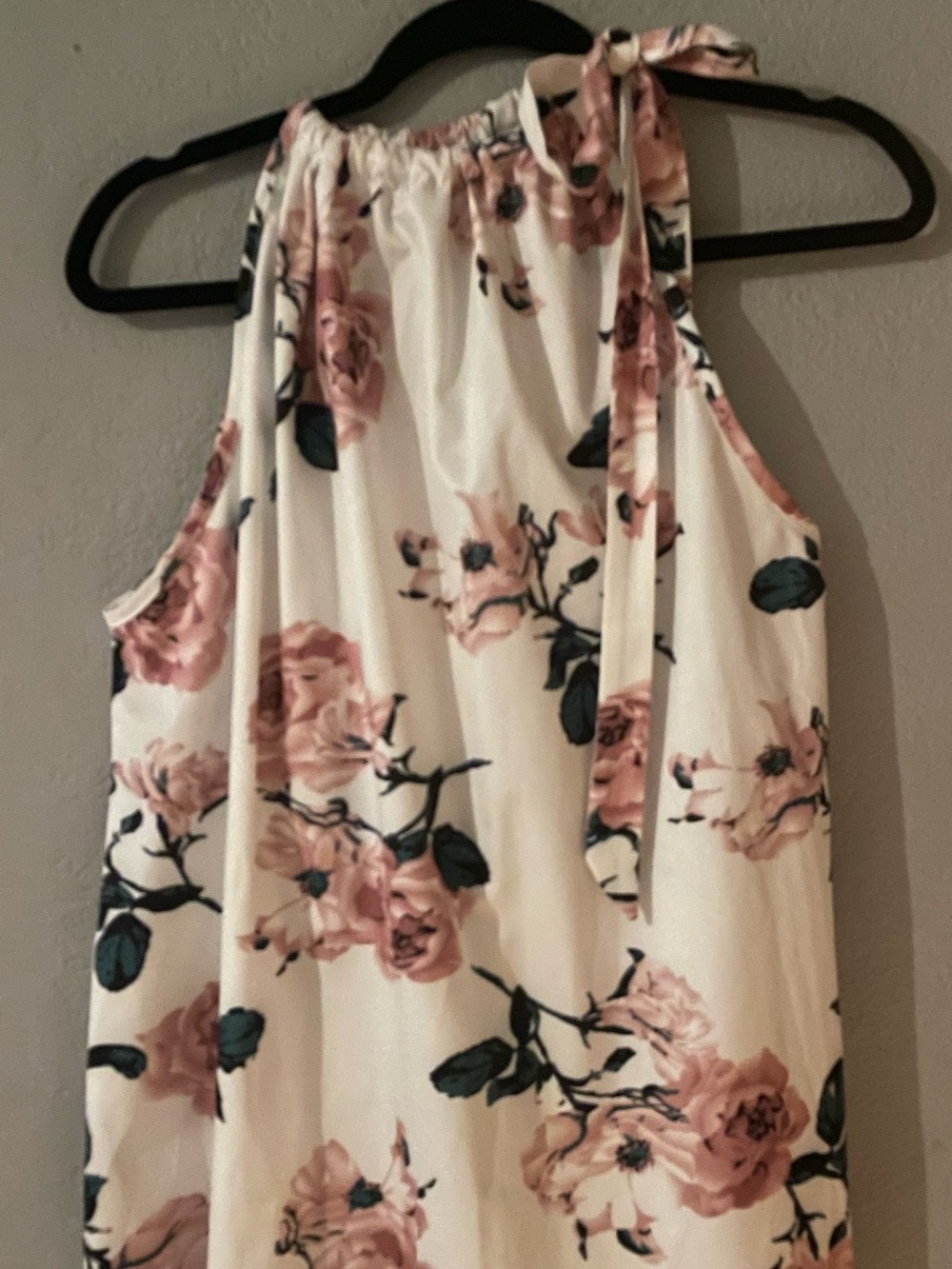 White Floral Halter top with solid pink shorts